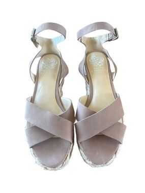Vince Camuto Taupe Crisscross Espadrille Wedges Size 85